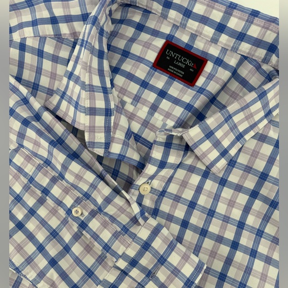 UNTUCKit Men's performance polyester purple plaid shirt size L - Picture 1 of 10